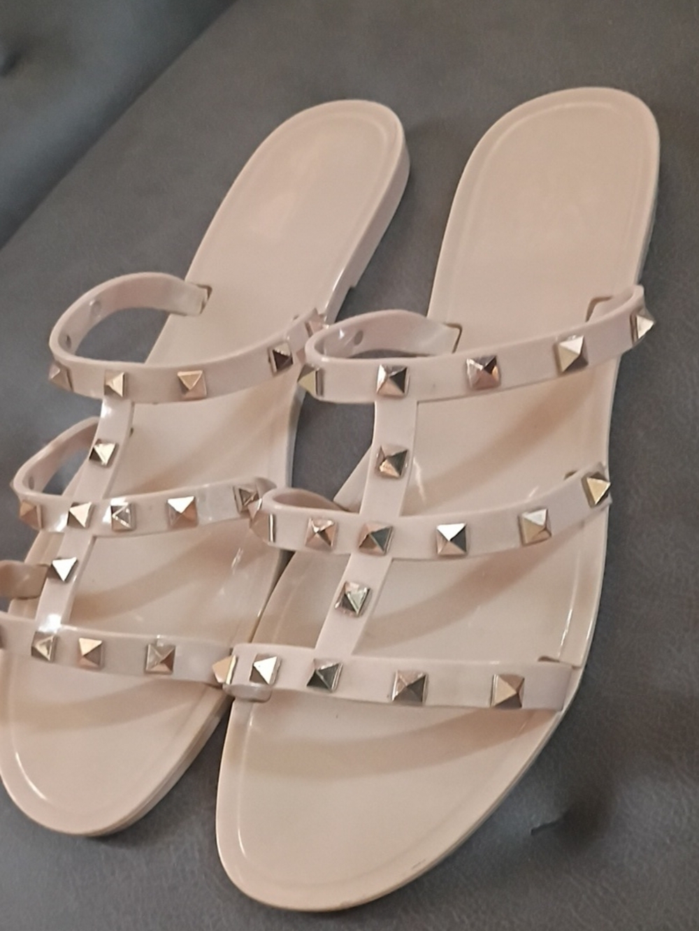 Studded T-Strap Slide